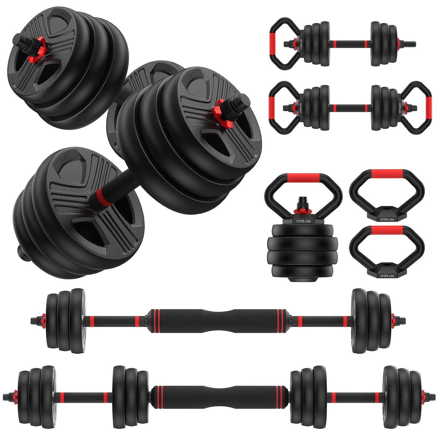 Adjustable Dumbbell - 25lb Dumbbell Set With Anti-Slip Handle, Fast Adjust Weight By Turning Handle With Tray, Exercise Fitness Dumbbell Suitable For Full Body Workout Enthusiasts- Ideal Gift For Fitness Enthusiasts