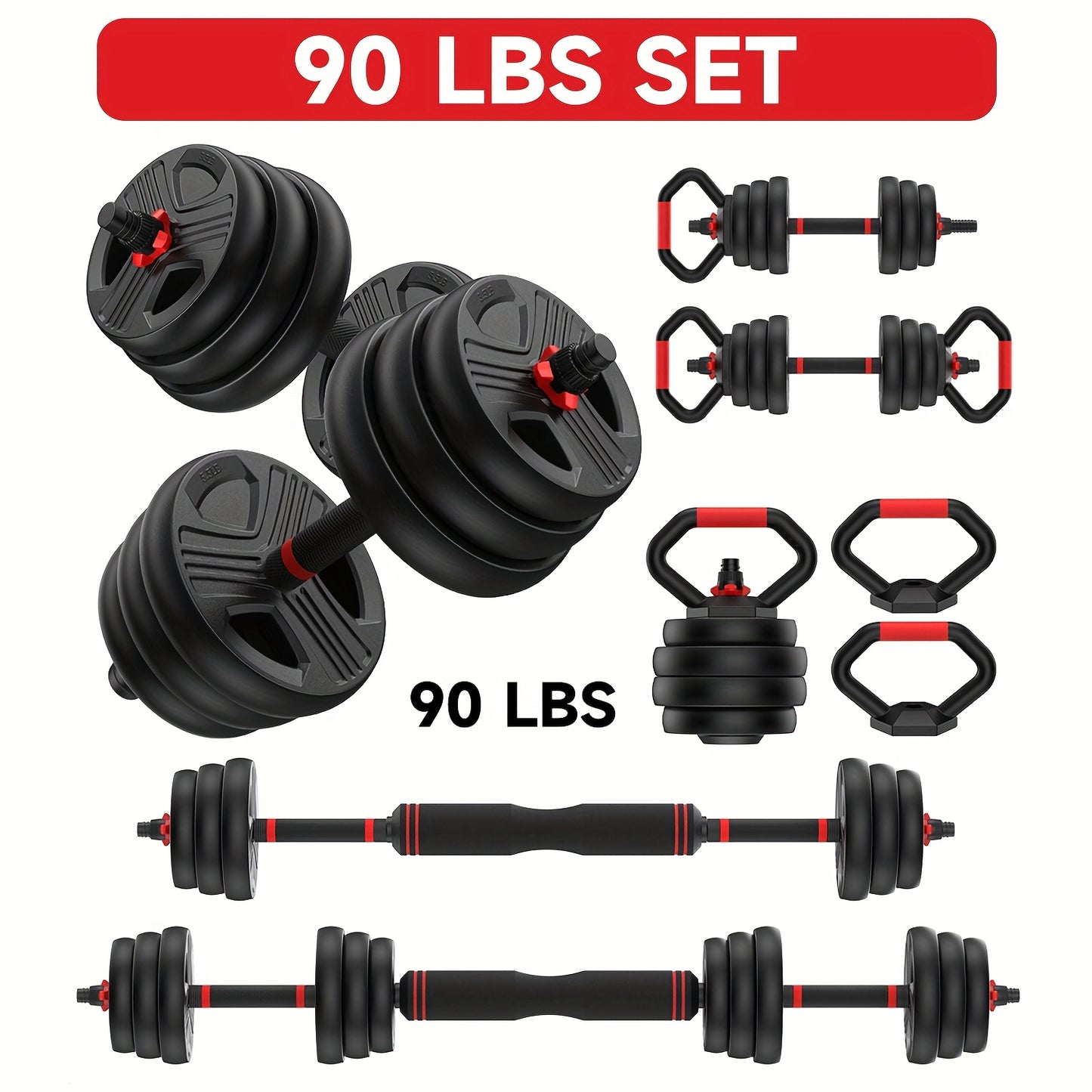 Adjustable Dumbbell - 25lb Dumbbell Set With Anti-Slip Handle, Fast Adjust Weight By Turning Handle With Tray, Exercise Fitness Dumbbell Suitable For Full Body Workout Enthusiasts- Ideal Gift For Fitness Enthusiasts