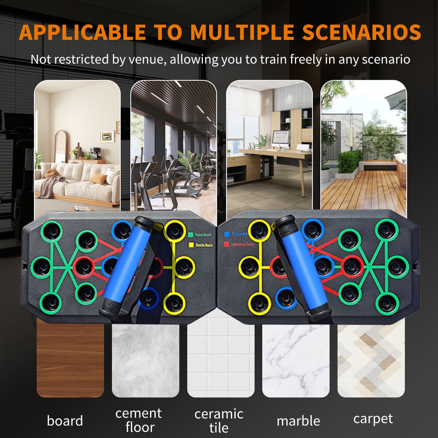 Multifunctional Fitness Push-up Board - Foldable 28 Holes, 330LBS Loading, with Colored Handles, Multifunctional Fitness Equipment, Three Colors, with Pull Rope, Strength Training, Push-up Training, Exercise Chest, Arms, Abdomen, Back, Legs, Strength Trai