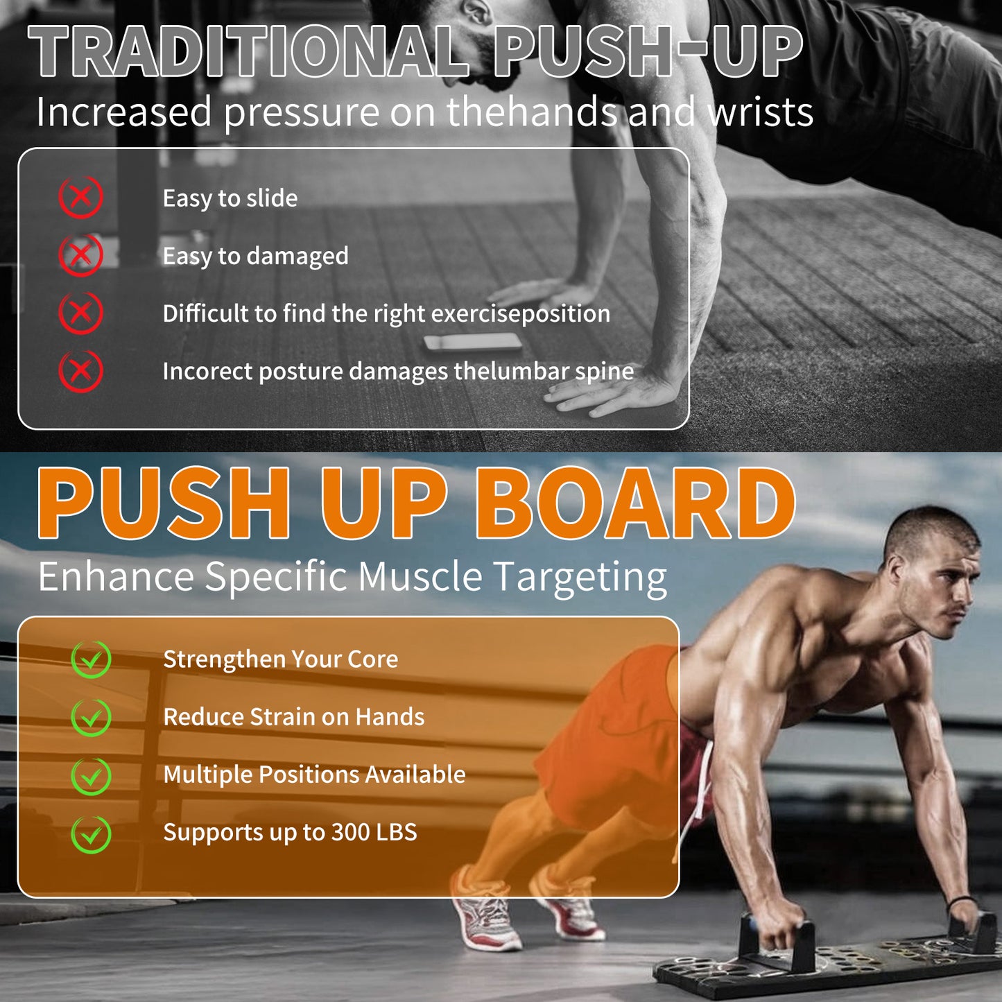 Multifunctional Fitness Push-up Board - Foldable 28 Holes, 330LBS Loading, with Colored Handles, Multifunctional Fitness Equipment, Three Colors, with Pull Rope, Strength Training, Push-up Training, Exercise Chest, Arms, Abdomen, Back, Legs, Strength Trai