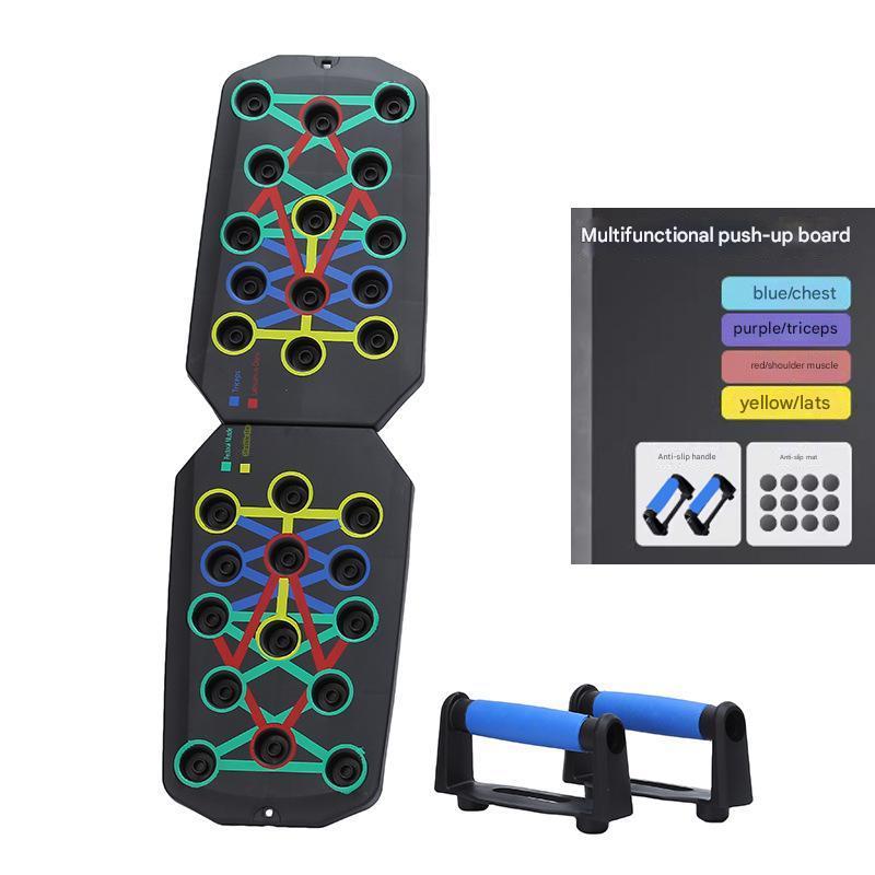 Multifunctional Fitness Push-up Board - Foldable 28 Holes, 330LBS Loading, with Colored Handles, Multifunctional Fitness Equipment, Three Colors, with Pull Rope, Strength Training, Push-up Training, Exercise Chest, Arms, Abdomen, Back, Legs, Strength Trai